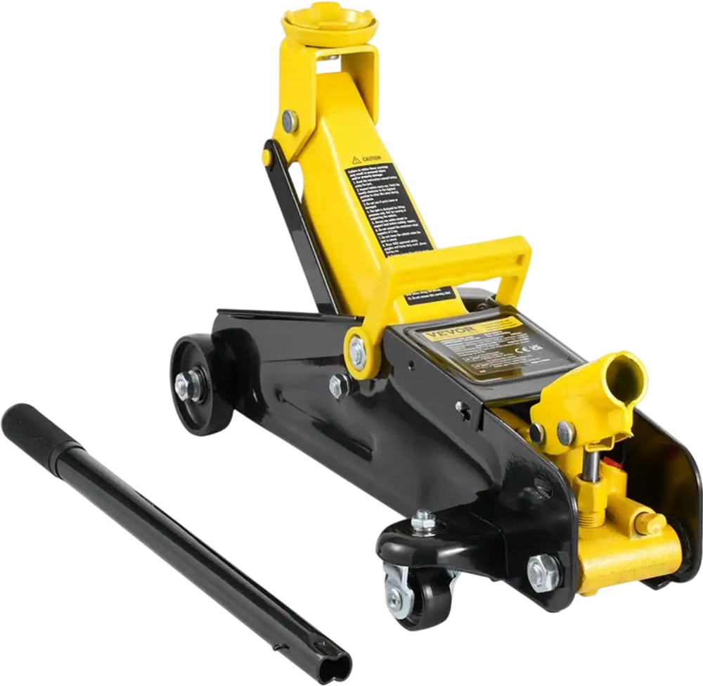 VEVOR Low Profile Floor Jack 2 Ton (4400 lbs), Heavy Duty Iron Hydraulic Racing Floor Jack, Hydraulic Car Jack, Single Piston Quick Lift Pump, 4.9"-13.2" Height Lifting Range (Yellow)