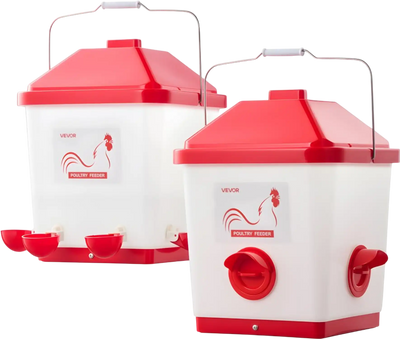 Vevor Chicken Feeder & Waterer Set Automatic Gravity 5 Gallon 40 lbs Rain Proof Hanging Poultry Feeder New