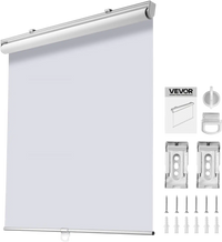 VEVOR Cordless Roller Shades, 34 x 72 in, Pull Down Blackout Blinds for Windows Room Darkening, Thermal Insulated, Easy to Install, Blackout Roller Shades for Bedroom, Bathroom, Home, Office, White