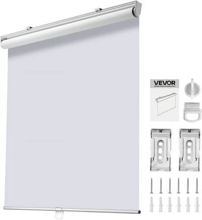 VEVOR Cordless Roller Shades, 34 x 72 in, Pull Down Blackout Blinds for Windows Room Darkening, Thermal Insulated, Easy to Install, Blackout Roller Shades for Bedroom, Bathroom, Home, Office, White