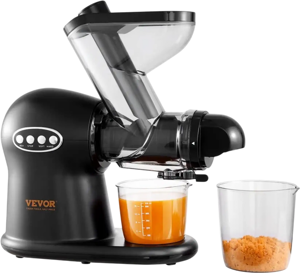 VEVOR Slow Masticating Juicer, 2-Speed Mode Cold Press Juicer Machine with Reverse Function, Quiet Motor Slow Juicer, Juice Extractor Maker Easy to Clean with Brush, for High Nutrient Fruit Vegetable