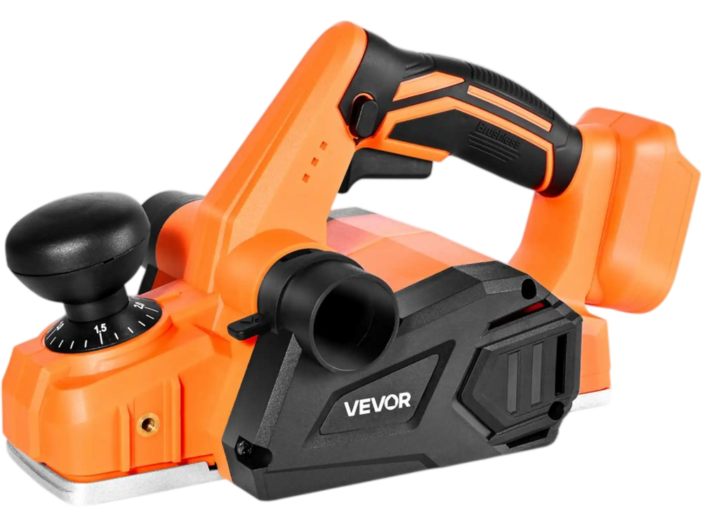 VEVOR Cordless Handheld Planer, 3-1/4-Inch Cut Width, 15000 RPM Electric Hand Wood Planer with Brushless Motor, Adjustable Cut Depth for Woodworking, Compatible with VEVOR 18V Battery (Bare Tool Only)