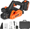 VEVOR Cordless Electric Hand Planer, 3-1/4" Width, 16000 RPM Handheld Wood Planer with Battery 5/64" Adjustable Depth HSS Blades Dual Side Dust Outlet, for Woodworking Wood Planing Surface Smoothing