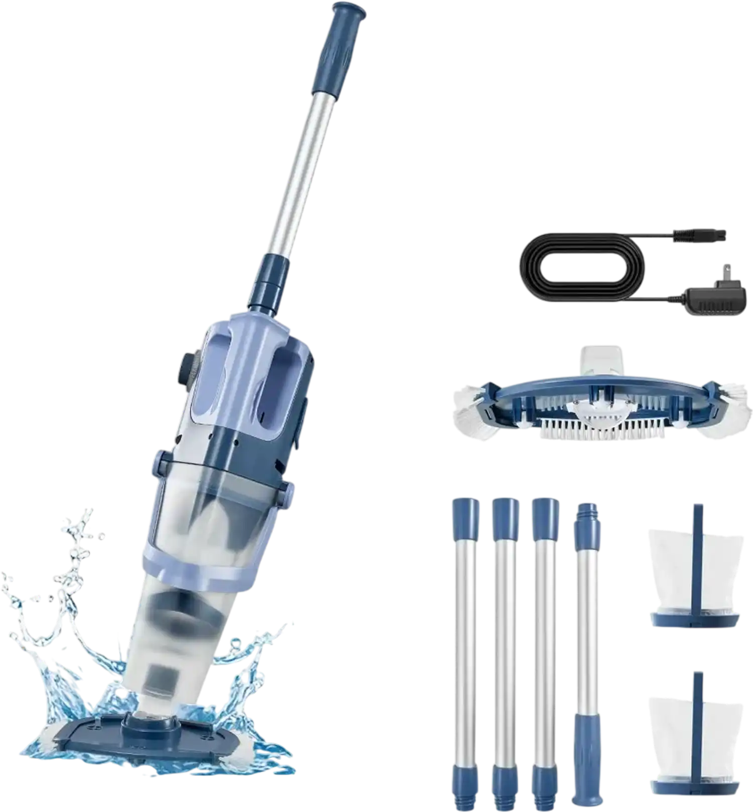Vevor Pool Vacuum Cordless Handheld Spa & Hot Tub Cleaner with Extension Pole New
