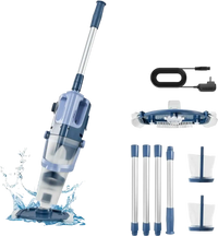 VEVOR Handheld Pool Vacuum, 26 GPM Cordless Spa Hot Tub Vacuum with Extension Pole, 60 Mins Running Time, Powerful Suction for Leaves and Debris, Rechargeable Pool Cleaner for Above Ground Pools