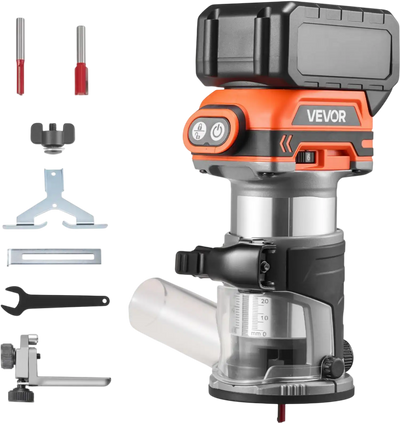 Vevor Wood Router Cordless 18V Brushless Variable Speed Palm Router with Fixed Base 1/4