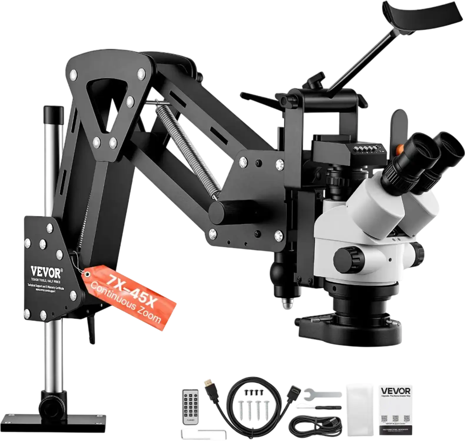 Vevor Jewelry Microscope Multi-Directional Spring Bracket 7X-45X with Adjustable LED Light New