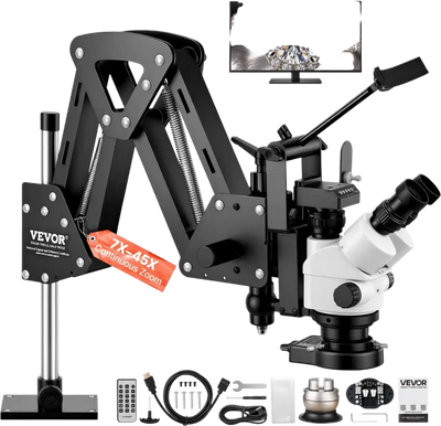 Vevor Microscope Multi-Directional Jewelry Microscope with Spring Bracket and Universal Ball Vise New