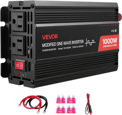 Vevor Power Inverter 1000W 12V DC to 120V AC Modified Sine Wave Car Charger Converter New