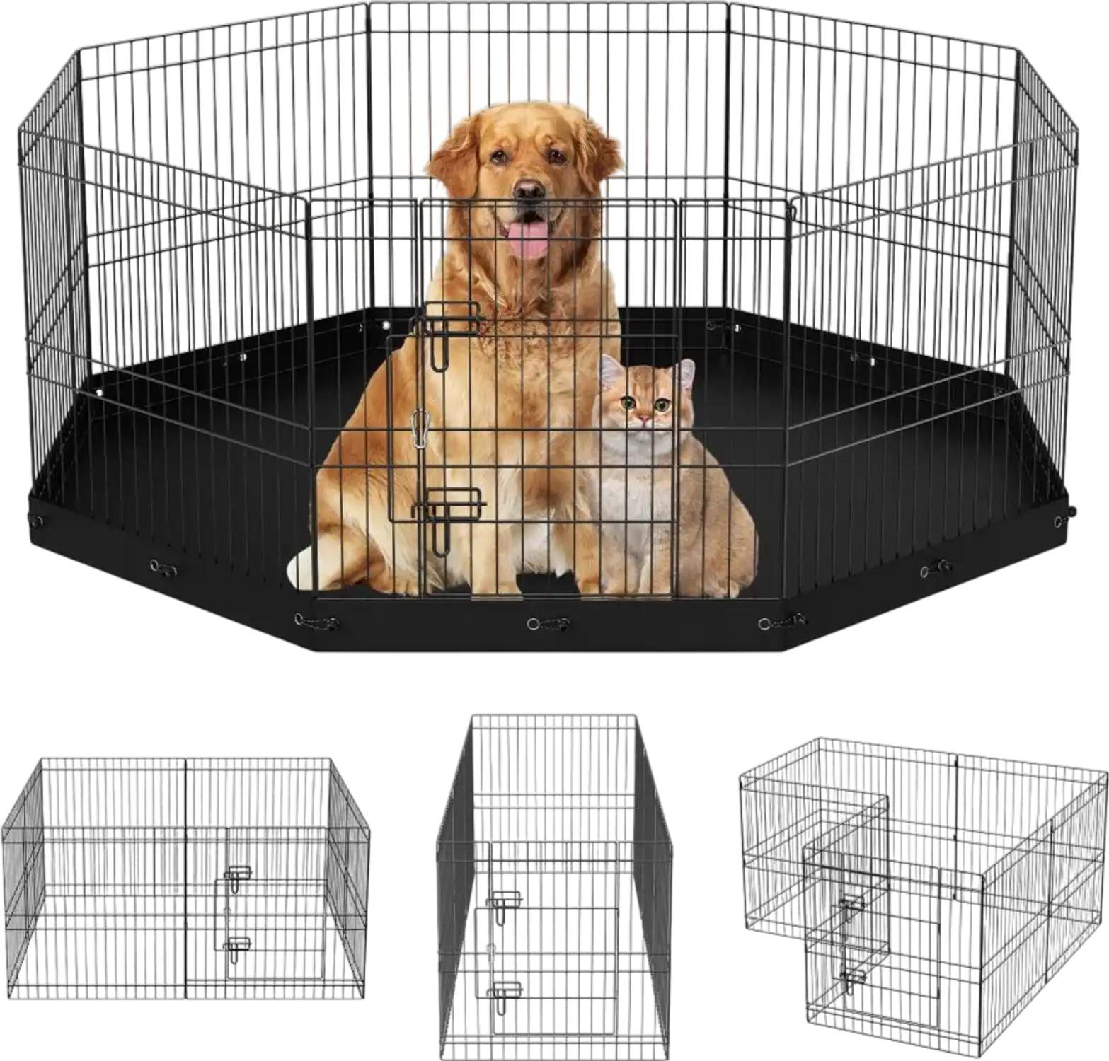 Vevor Dog Playpen Foldable Metal Exercise Pen with Bottom Pad 24