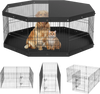 VEVOR Dog Playpen, 8 Panels Foldable Metal Dog Exercise Pen with Top Cover and Bottom Pad, 24" H Pet Fence Puppy Crate Kennel, Indoor Outdoor Dog Pen for Small Medium Pets, for Camping, Yard