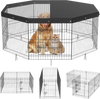 VEVOR Dog Playpen, 8 Panels Foldable Metal Dog Exercise Pen with Top Cover, 24" H Pet Fence Puppy Crate Kennel with Ground Stakes, Indoor Outdoor Dog Pen for Small Medium Pets, for Camping, Yard