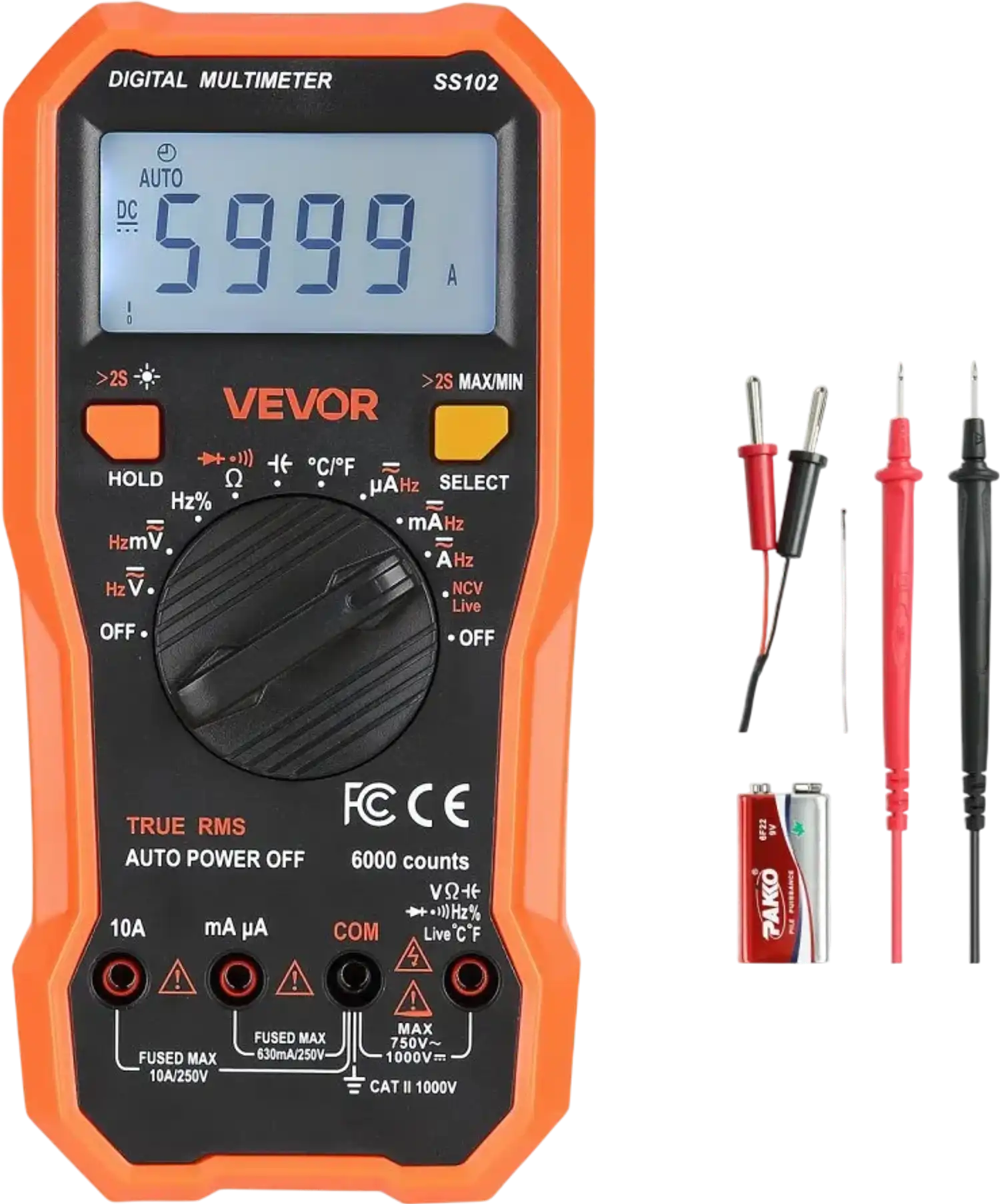 Vevor Multimeter 6000-Count TRMS Digital Voltmeter Current Tester New