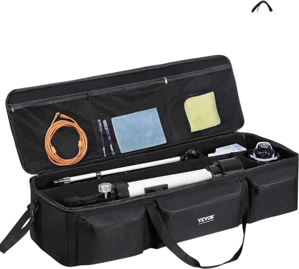 VEVOR Telescope Case, 40.7", Telescope Large Storage Bag with Fixed Buckles, Multi-Pocket & Detachable Divider, Shock-Absorbent Telescope Carrying Case for Optical Tube & Tripod, Counterweight Pocket