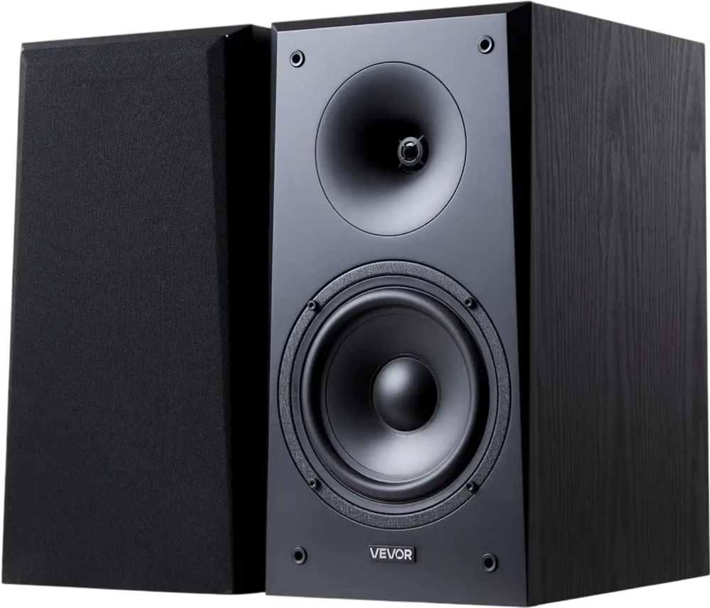 VEVOR Passive Bookshelf Speaker, 300W, Book Shelf Stereo Speakers with 6.5-Inch Woofer and 1-Inch Tweeter, Detachable Grille, 55Hz-20KHz Frequency Response, Wooden Enclosure, for Home Theater (1 Pair)