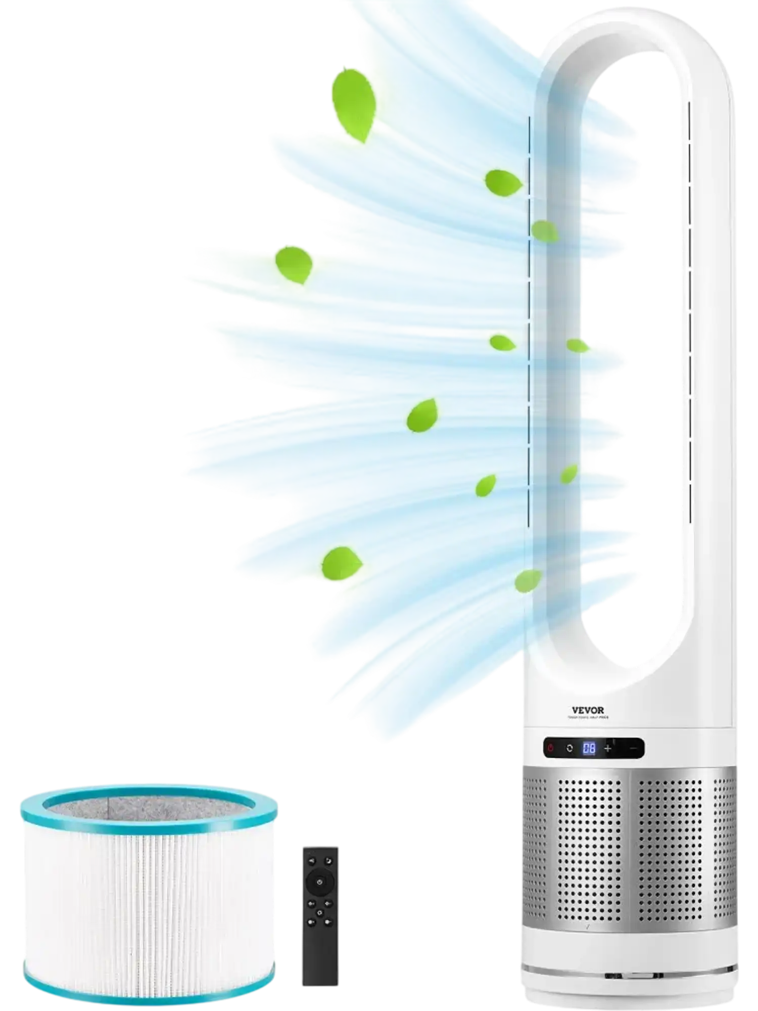 Vevor Tower Fan Bladeless Floor Fan with Remote Control and HEPA Filtration New