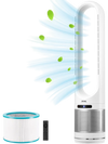 VEVOR Tower Fan Bladeless, 15.4ft/s Velocity Floor Fan that Blows Cold Air, 80° Oscillating 8-Speed Fans, 8H Timer, Standing Fans with H13 HEPA Filtration, Remote Control & Air Purification Mode