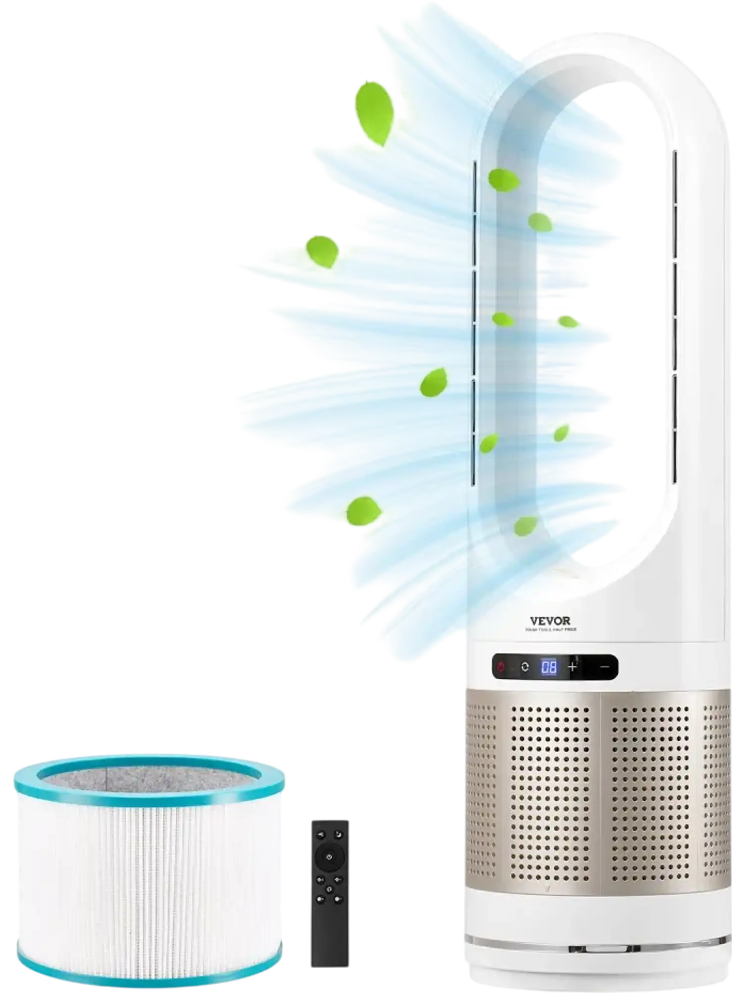 Vevor Tower Fan Bladeless Oscillating Floor Fan with HEPA Filtration Remote Control 34