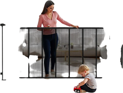 VEVOR Retractable Baby Gate, Extends to 163.3 inch Extra Wide, 39 inch Tall, with Reinforced Fiberglass Strips, Avoids Crawling Through, Mesh Dog Gate for Decks, Doorways, Garages, Indoor, Black