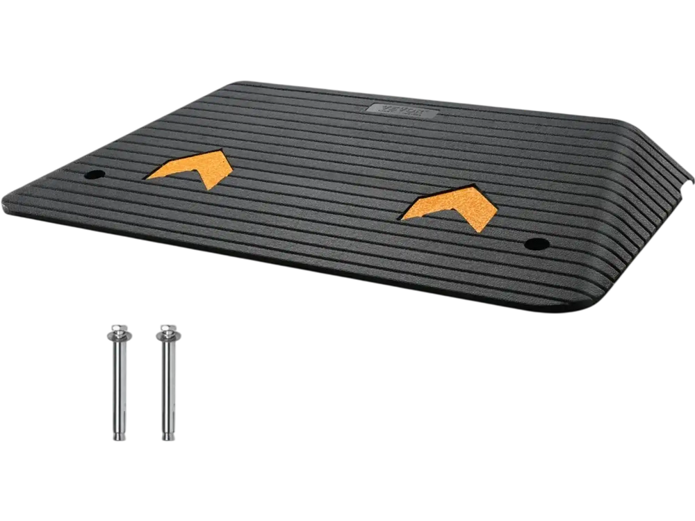 VEVOR Upgraded Rubber Threshold Ramp, 3.5" Rise Door Ramp with 1 Channel, Natural Rubber Car Ramp with Non-Slip Textured Surface, 33069 lbs Load Capacity Curb Ramp for Wheelchair and Scooter