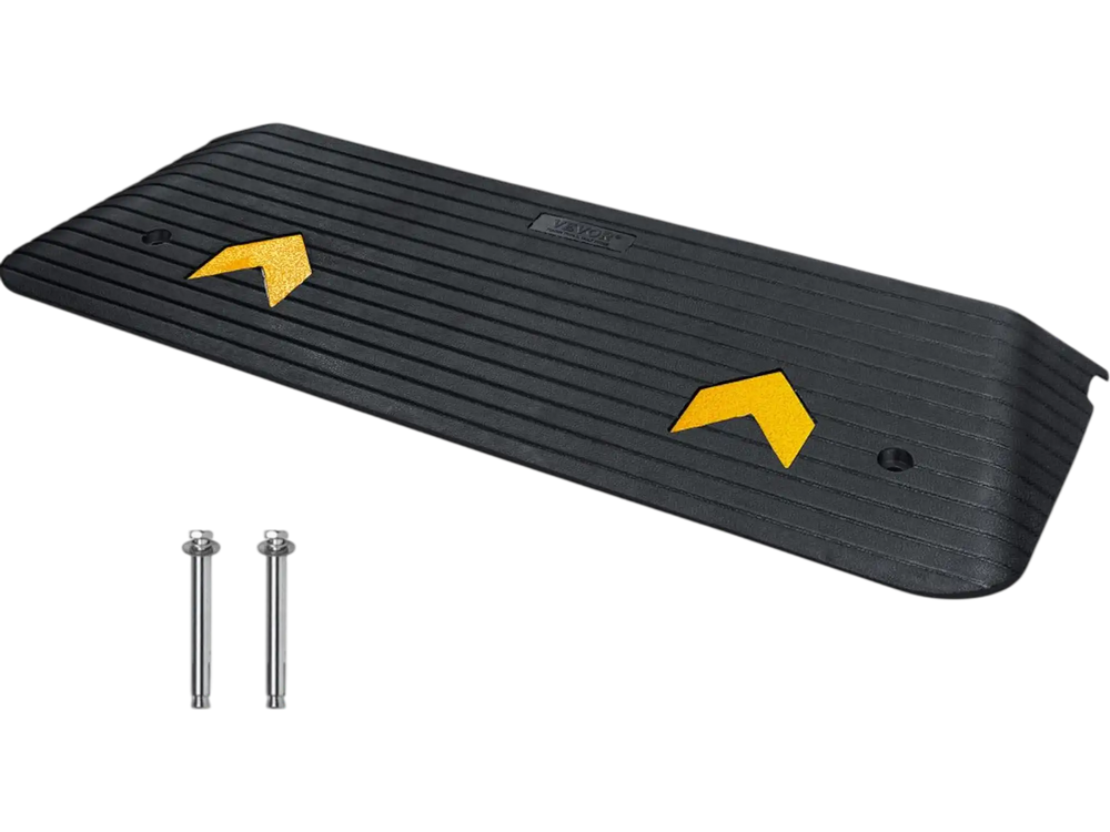 VEVOR Upgraded Rubber Threshold Ramp, 1.5" Rise Wheelchair Ramp Doorway, Natural Curb Ramp Rated 33069 lbs Load Capacity, Non-Slip Textured Surface Rubber Curb Ramp for Wheelchair and Scooter
