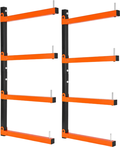 Vevor Lumber Rack 4-Tier 2-Pack Foldable Wall-Mounted Wood Storage New