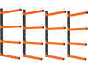 VEVOR Lumber Rack, 4-Tier 4-Pack 110 lbs per Tier, Foldable Wood Storage, Wall-mounted for Garages, Workshops, Warehouse, Heavy-Duty Cantilever Arms, 3-Level Adjustment, Steel, Orange & Black