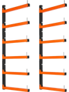 VEVOR Lumber Rack, 6-Tier 2-Pack 110 lbs per Tier, Foldable Wood Storage, Wall-mounted for Garages, Workshops, Warehouse, Basement, Heavy-Duty Cantilever Arms, Locking Pins, Steel, Orange & Black
