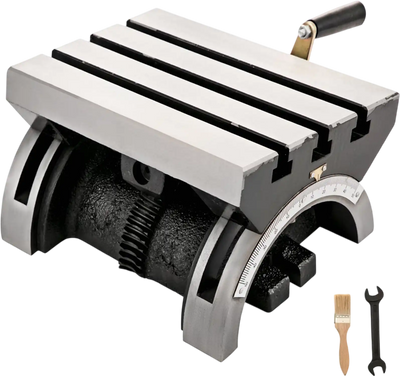 VEVOR Tilting Milling Table 10x7inch Tilting Angle Milling Machine 0-90°Adjustable Swivel Angle Plate with 3 T-slots and an Adjustable Crank Handle Heavy Duty Tilting Milling Machine for Grinding