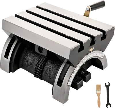 VEVOR Tilting Milling Table 7x5inch Tilting Angle Milling Machine 0-45°Adjustable Swivel Angle Plate with 3 T-slots and an Adjustable Crank Handle Heavy Duty Tilting Milling Machine for Grinding