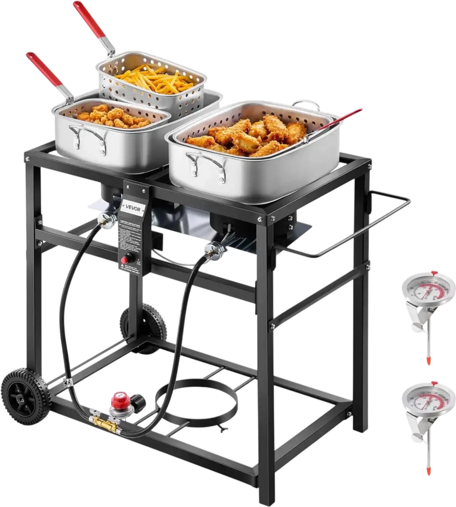 Vevor Commercial Deep Fryer Outdoor Propane Dual-Tank 36 QT Stainless Steel Cart New