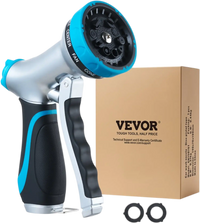 VEVOR Hose Nozzle, 10 Adjustable Spray Patterns, Metal Water Hose Nozzle with Comfortable Ergonomic Grip, Garden Hose Nozzle Sprayer with Flow Control for Watering Plants & Lawns, Washing Cars & Pets