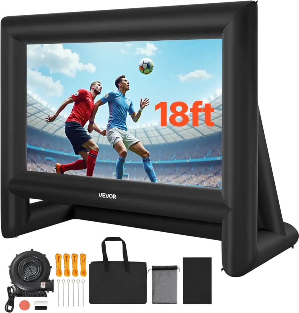 VEVOR 18FT Inflatable Movie Screen, Inflatable Projector Screen with Portable Storage Bag, 16:9 Easy Set Up Movie Projection for Outdoor Backyard, Home Theater, Theme Party