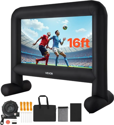VEVOR 16FT Inflatable Movie Screen, Inflatable Projector Screen with Portable Storage Bag, 16:9 Easy Set Up Movie Projection for Outdoor Backyard, Home Theater, Theme Party