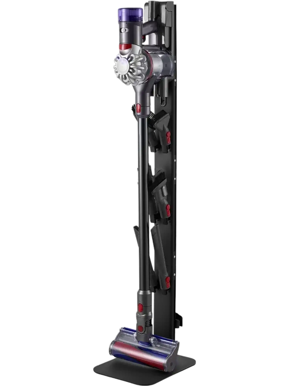 VEVOR Vacuum Stand, Compatible with Dyson G5 V15 V12 V11 V10 V8 V7 V6 Series Upright Vacuums Cleaners & Accessories, Stable Vacuum Stand Holder with 6 Hooks and Non-slip Footpads, Black