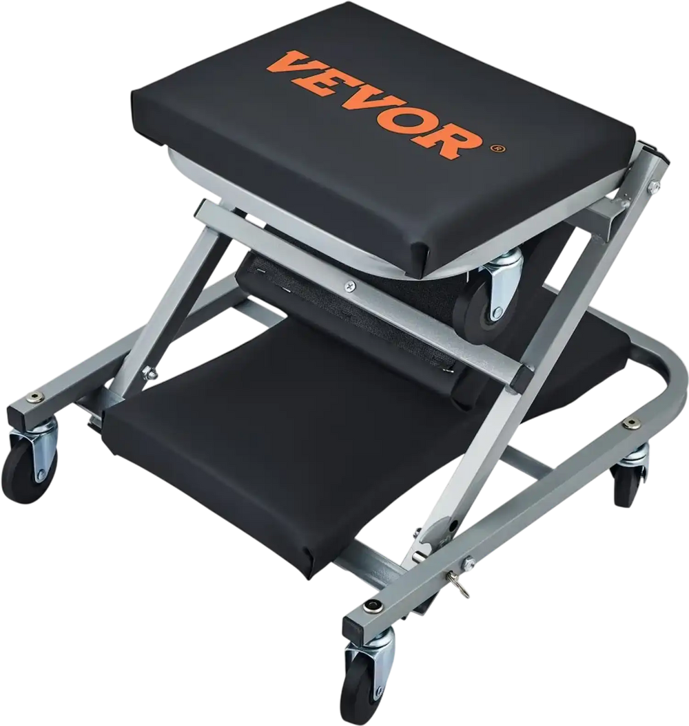 VEVOR Z-Creeper Seat, 2 in 1 Rolling Folding Car Creeper/Stool, 300 lbs Capacity Mechanic Creeper, Low Profile Creeper with 6 pcs Wheels for Garage, Shop, Auto Repair, Lay Down or Sit, Black