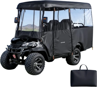 VEVOR Golf Cart Cover, Visible Full-Enclosure 2+2/4 Passenger Golf Cart, 420D Waterproof Oxford Fabric Club Car Cover Fits Most Carts Club Car, Yamaha, EZGO, Honda, PVC Coating & Windproof Hook Design