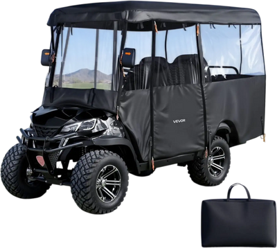 VEVOR Golf Cart Cover, Visible Full-Enclosure 2+2/4 Passenger Golf Cart, 600D Waterproof Oxford Fabric Club Car Cover Fits Most Carts Club Car, Yamaha, EZGO, Honda, PVC Coating & Windproof Hook Design