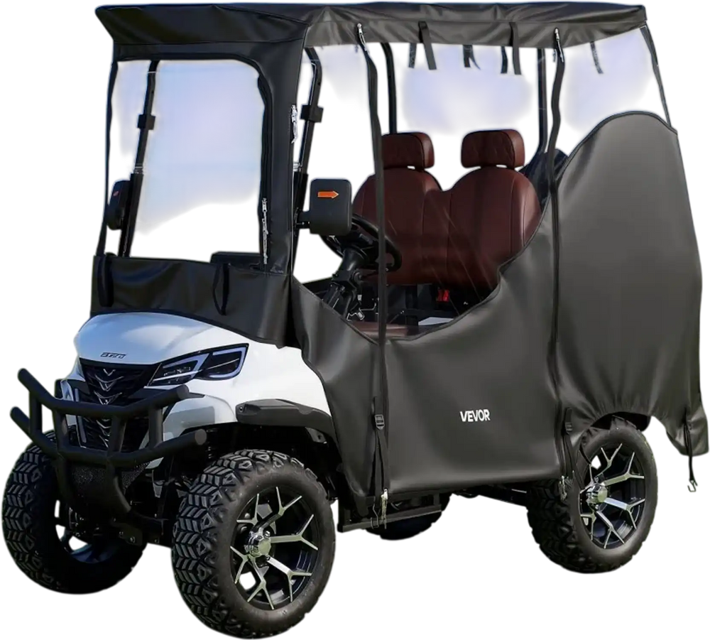 VEVOR Golf Cart Cover, Visible Full-Enclosure 2&2+2 Passenger Golf Cart, 600D Waterproof Oxford Fabric Club Car Cover Fits Most Carts Club Car, Yamaha, EZGO, Honda, PVC Coating & Windproof Hook Design