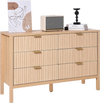 VEVOR 6 Fluted Drawer Dresser, Wooden Chest of Drawers with Sliding & Anti-tip Device, Modern Minimalist Dresser Chest, Closet Storage Organizer for Living Room, Hallway, Entryway, Light Wood