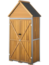 VEVOR Outdoor Storage Shed, 44.09" x 66.93" Wood & Metal Garden Tool Shed with Lockable Doors & Sloped Roof, Waterproof Outside Storage Cabinet with Shelves & Floor for Backyard Patio Lawn, Brown