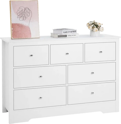 Vevor Dresser 7-Drawer Wooden Chest of Drawers Light Wood New