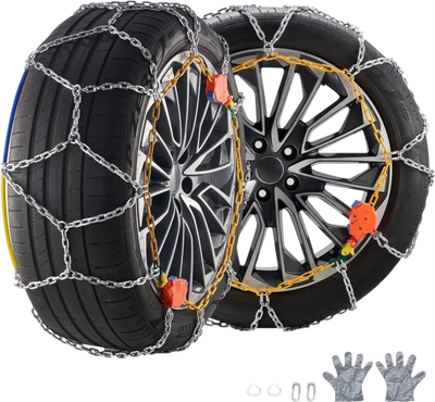 VEVOR Auto Tightening Snow Chains, Diamond Mesh Traction Wheel Chains for Anti-slip, Alloy Steel Tire Chains for Tires 265/75-15, 265/75-16, LT265/75-16, 255/75-17, LT255/75-17, 275/45-22, 265/70-16