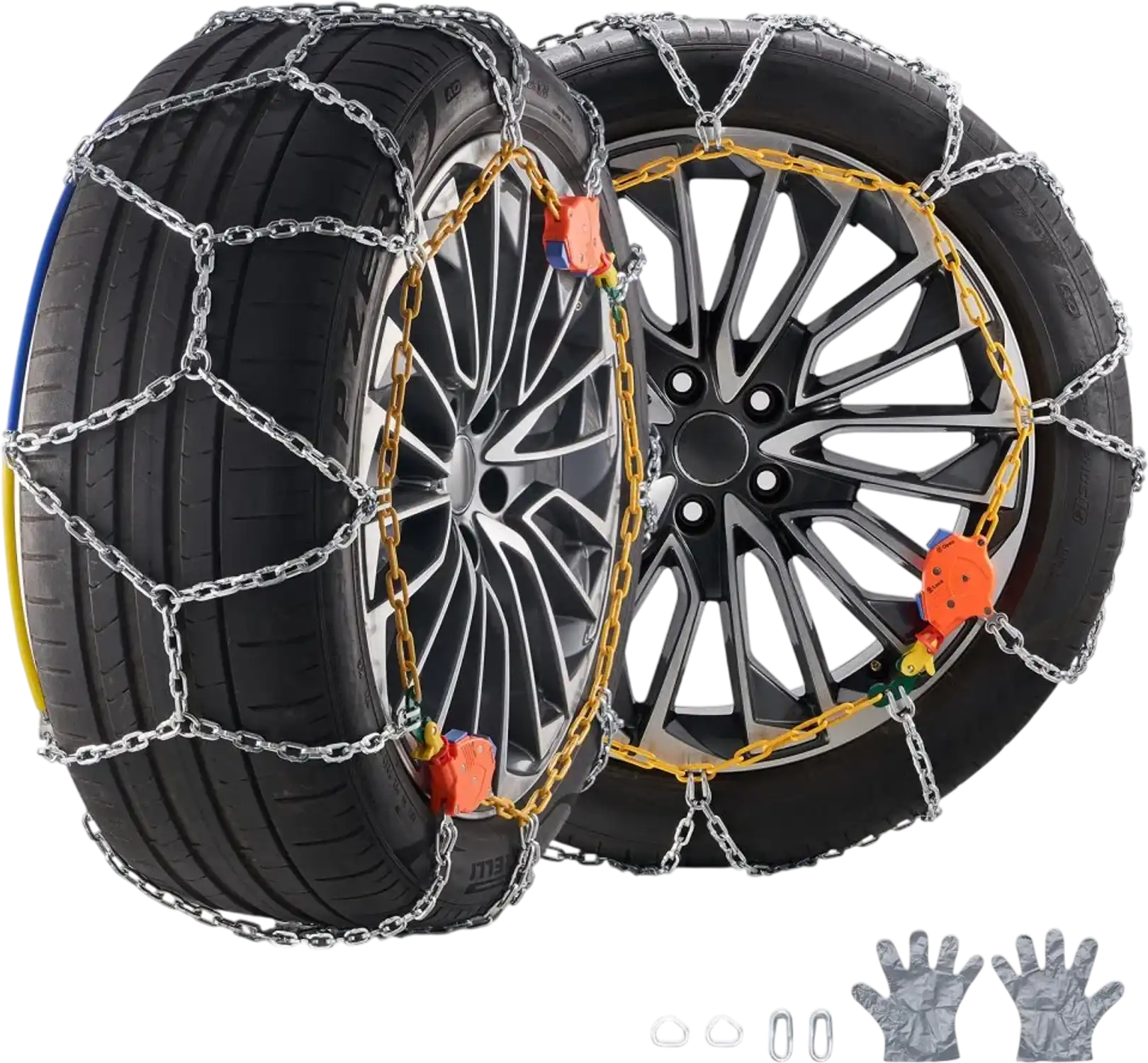 Vevor Snow Chains Self-Tightening Diamond Mesh Traction Tire Chains Set of 2 New