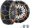 VEVOR Auto Tightening Snow Chains, Diamond Mesh Traction Wheel Chains for Anti-slip, Manganese Alloy Steel Emergency Tire Chains for Cars, Pickups, SUVs, and Trucks (Set of 2)
