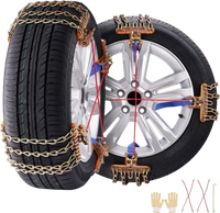VEVOR 16 PCS Thickened Snow Chains, Tire Traction Wheel Chains for Tire Width 8-8.8 in /205-225 mm, Manganese Alloy Steel Emergency Tire Chains for Cars, Pickups, SUVs, and Trucks
