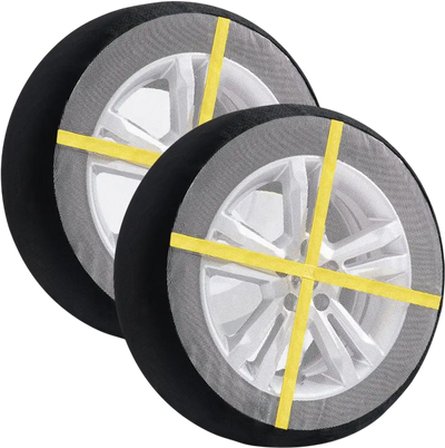 VEVOR Thickened Snow Socks for Tires, Full Coverage Tire Socks with Polyester Fiber, Snow Traction Tire Cover for Car, SUV, Pickup and Truck (Pack of 2)-Large