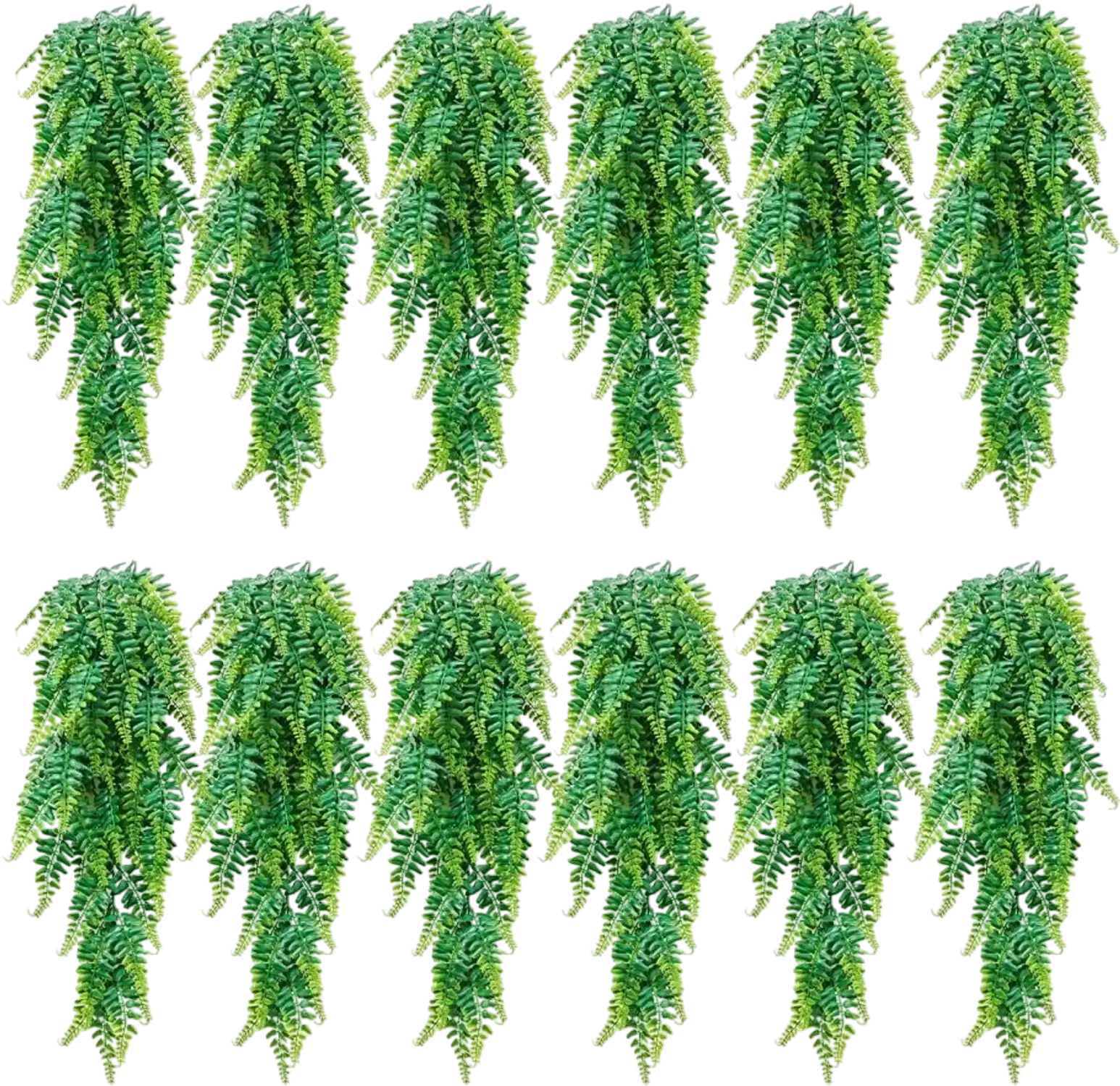 Vevor Artificial Ferns 12-Pc Fake Hanging Boston Fern Bushes 32