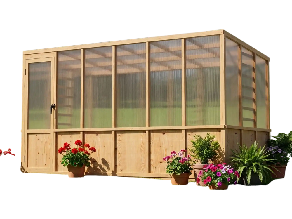 VEVOR Wooden Greenhouse 6'x12' Fir Wood Walk-In Greenhouse Kit Sloped Roof, for Outdoor Garden Backyard, Heavy Duty Green House with Polycarbonate Panels, Foldable Shelves, Tool Rails & Lockable Door