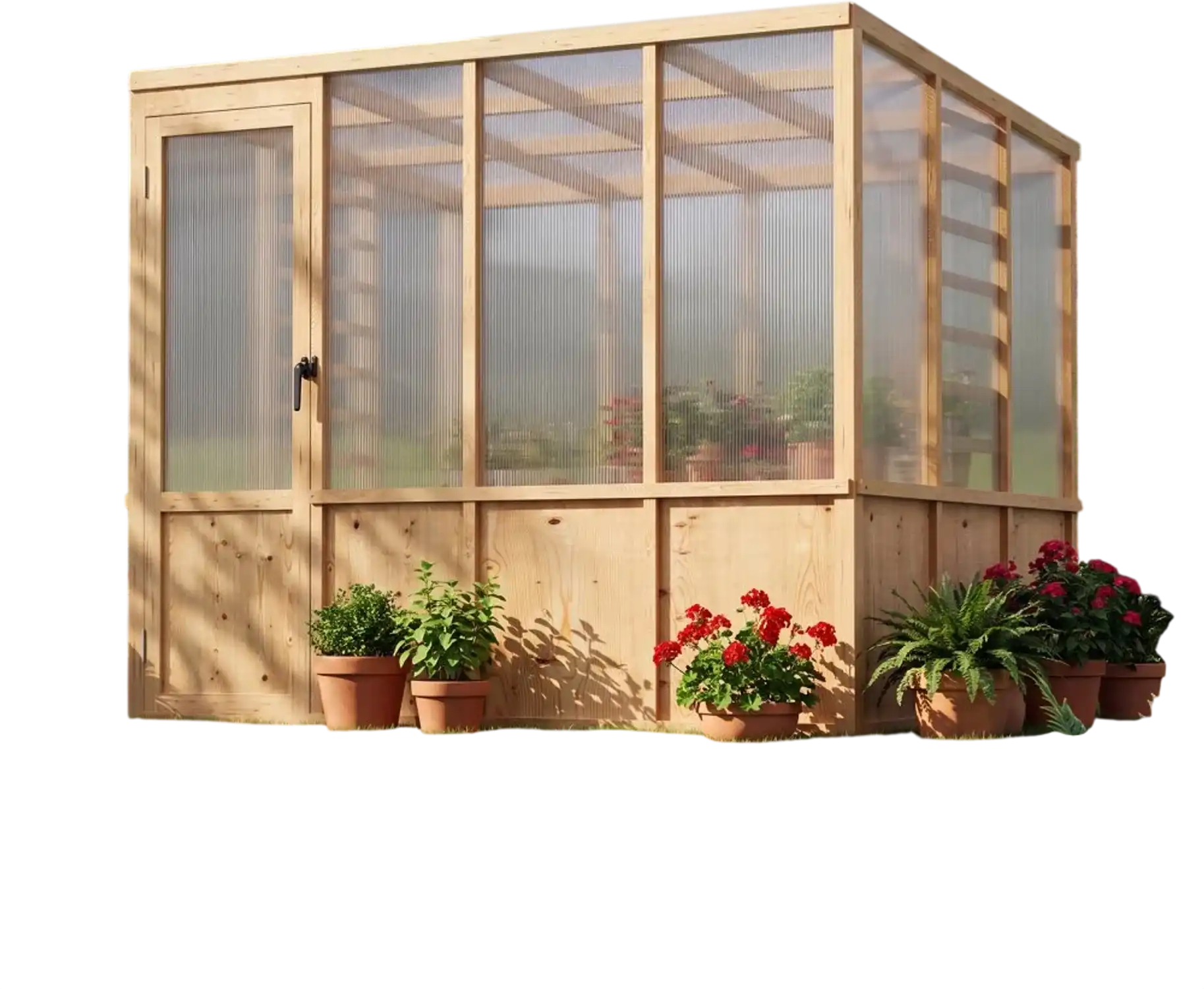 Vevor Greenhouse 6' x 8' Fir Wood Walk-In Sloped Roof Greenhouse Kit New